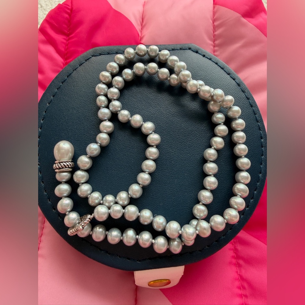 honora sterling Silver light silver gray Pearl Necklace new 20inch